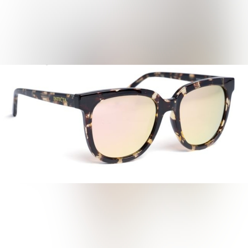 Invicta Polarized Tortoise Shell Frame Sunglasses, Champagne, Unisex